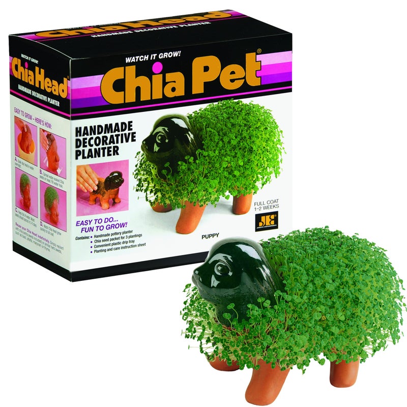 Chia Pet Puppy with Seed Pack, Decorative Pottery Planter, Easy to Do and Fun to Grow, Novelty Gift, Perfect for Any Occasion - Image 1